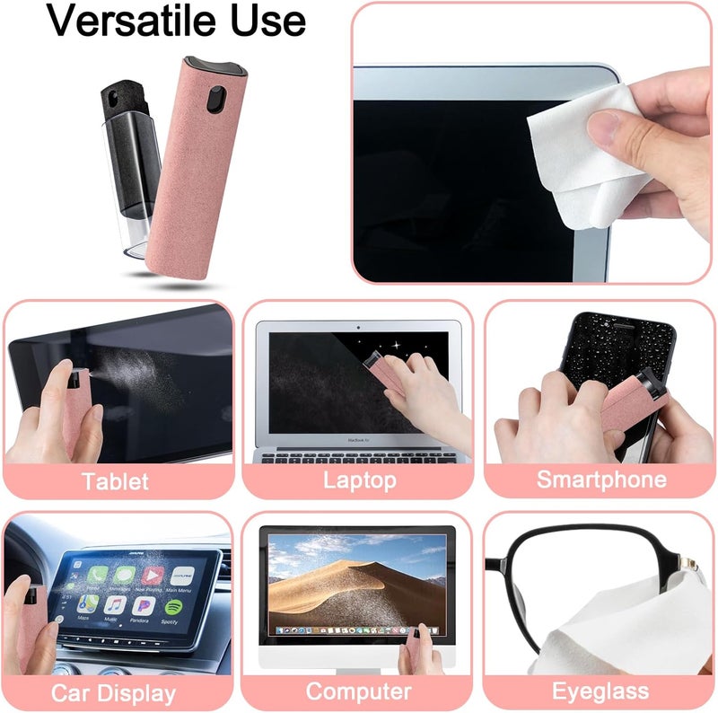 walrfid 2Pcs Screen Cleaner Spray and Wipe for Laptop Monitor and Car Screens, Phone Touchscreen Mist Cleaning Kit for Cellphone, Tablet, PC, Computer, LCD, Eyeglass, iPhone, iPad, Mac Pro - Black and Pink - Image 5